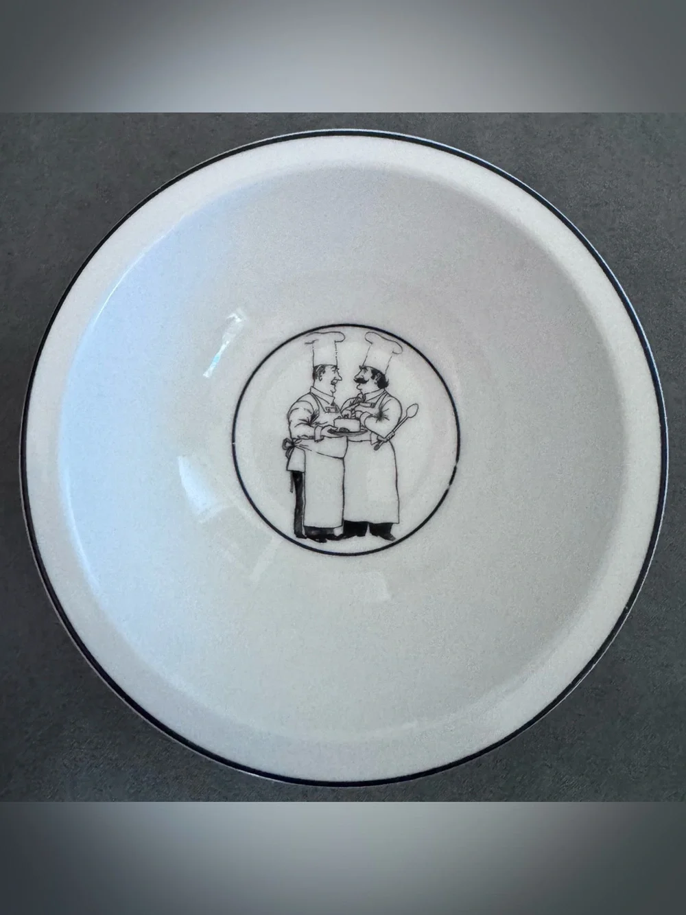 Vintage Epoch Chef Illustration White Ceramic Bowls - Set of 4, Le Restaurant